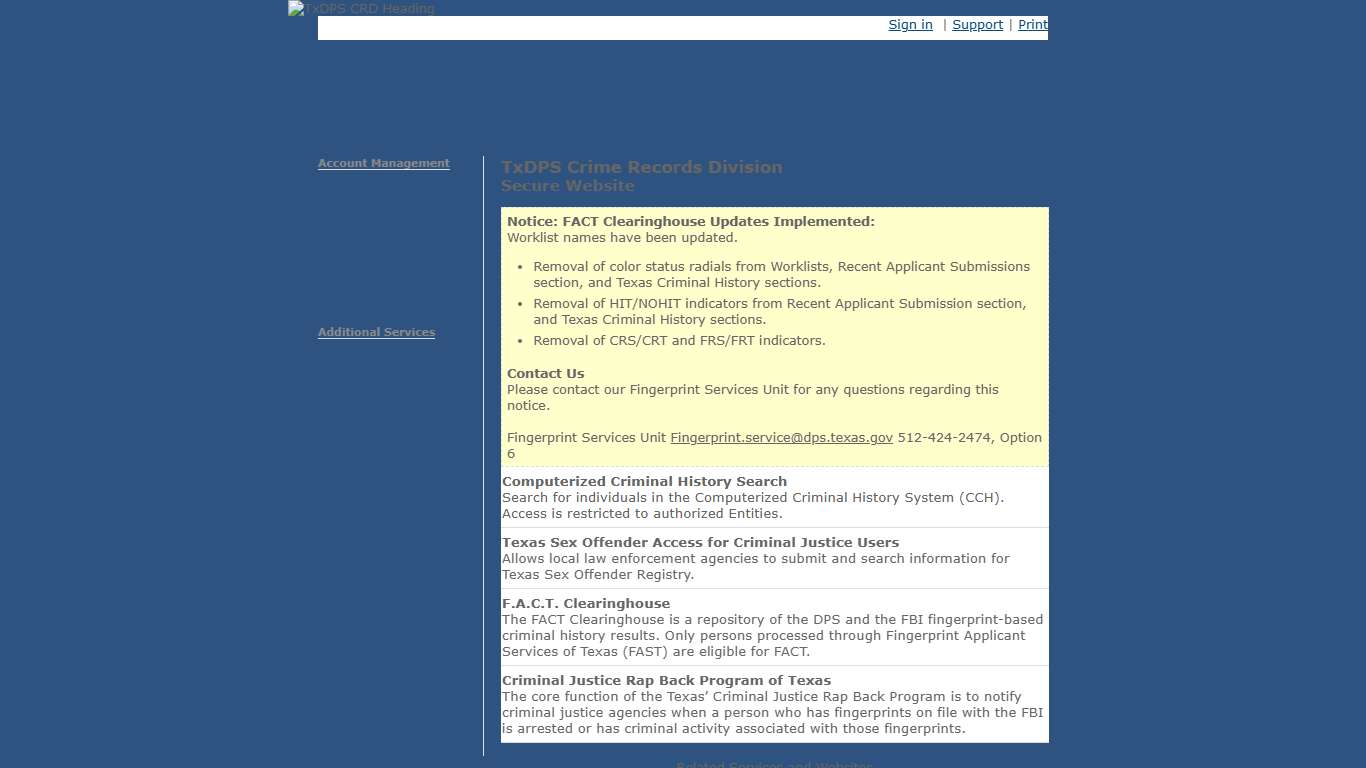 Home TxDPS Crime Records Division
