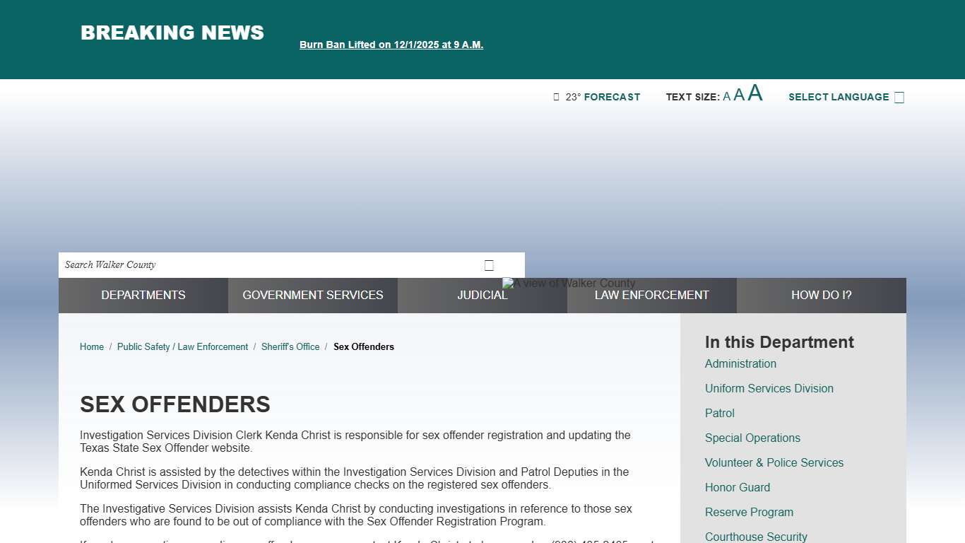 Sex Offenders / Walker County, TX