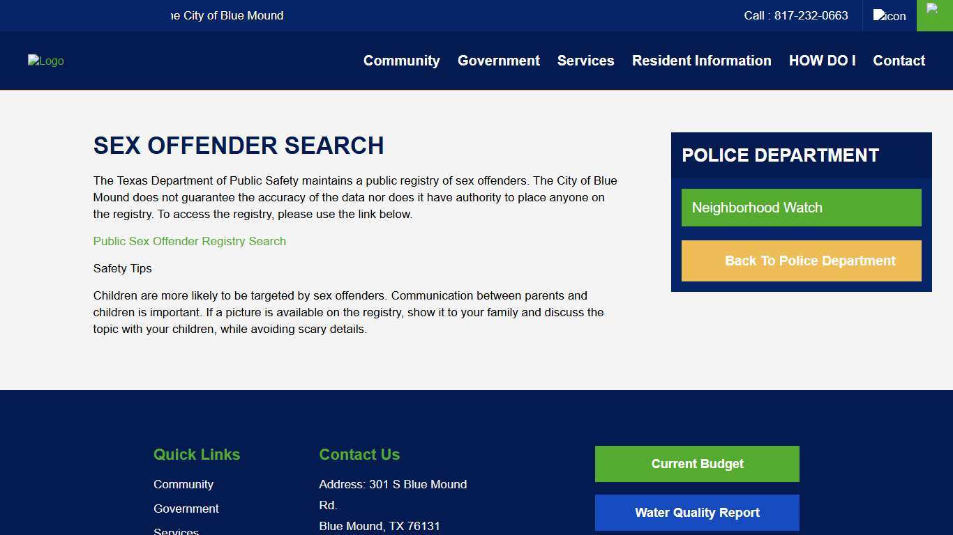 Sex Offender Search Blue Mound, TX